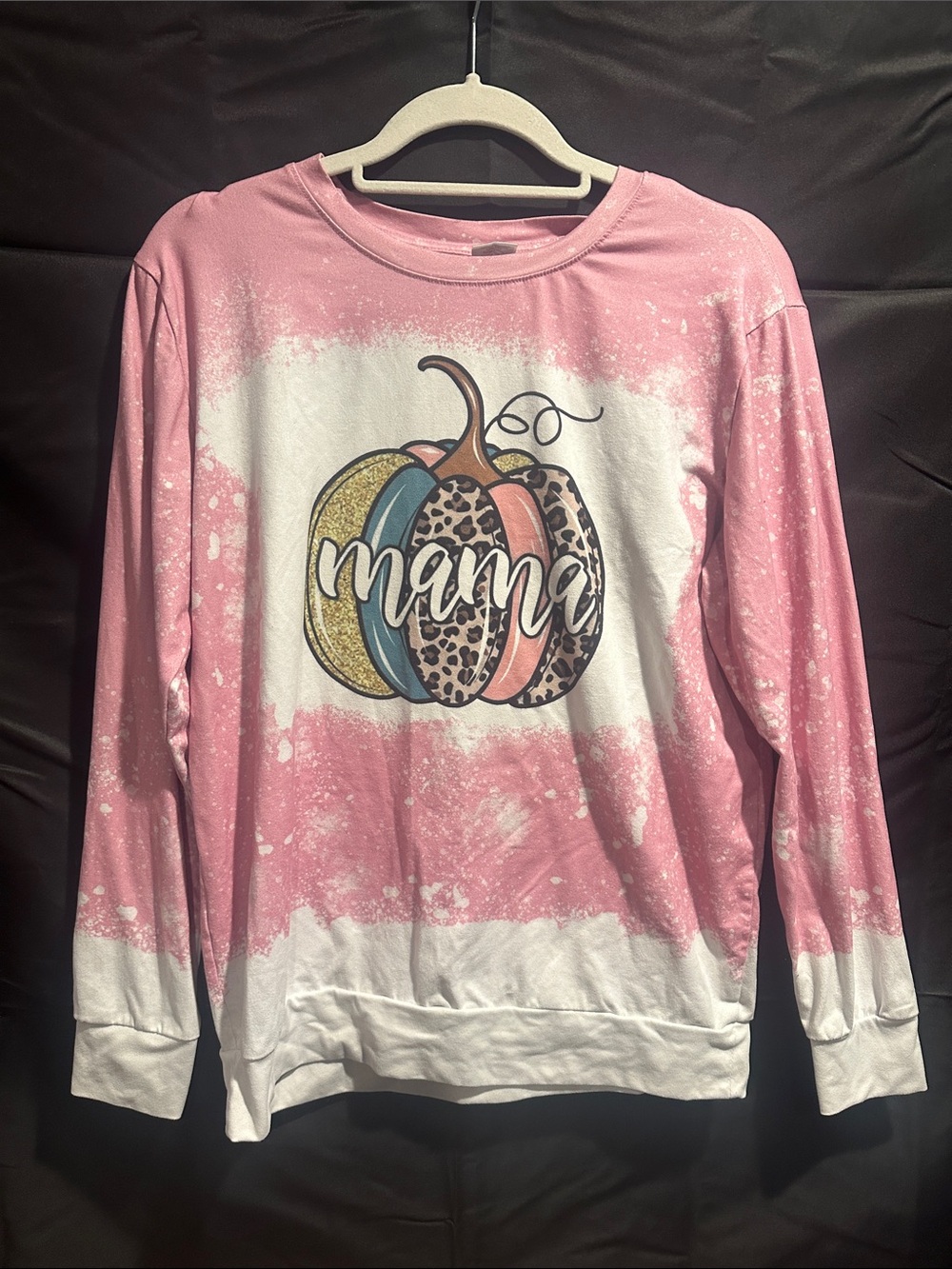Pink Bleached 'Mama' Pumpkin Graphic Sweatshirt